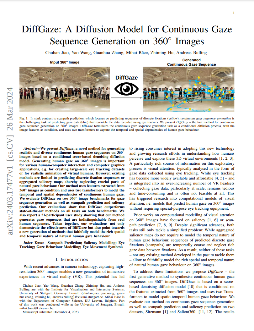 DiffGaze: A Diffusion Model for Continuous Gaze Sequence Generation on 360° Images