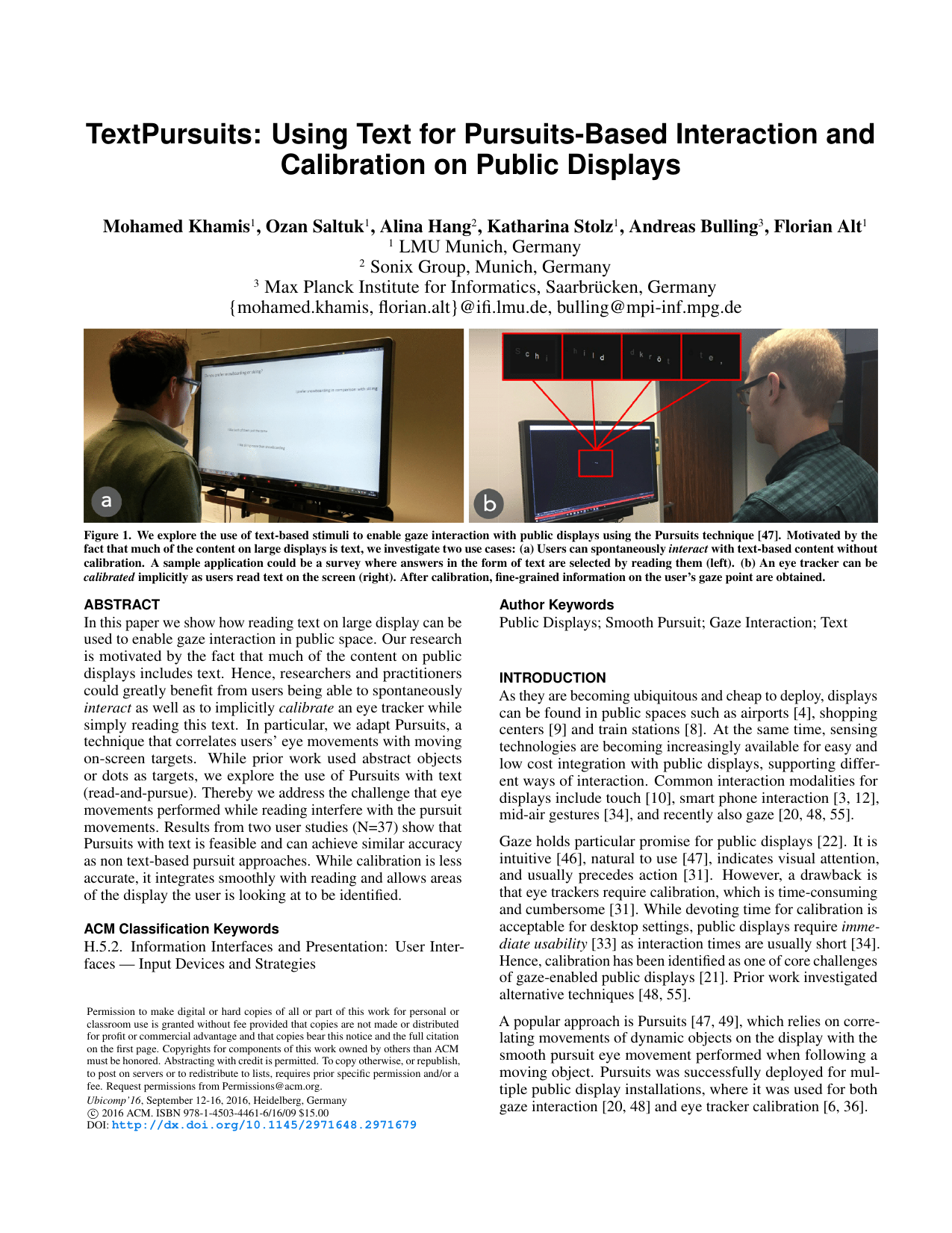 TextPursuits: Using Text for Pursuits-Based Interaction and Calibration on Public Displays